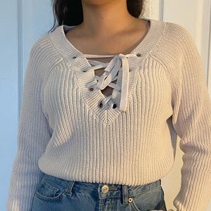 Cross front cropped sweater